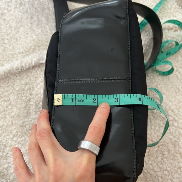 PRADA Messenger Bag Black Nylon Leather Crossbody Bag Logo Italy - Picture 6 of 8